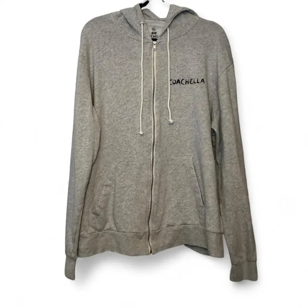 NEW Coachella Music Festival x H&M Collab Heather Cream Zip-Up Hoodie — XL - Picture 2 of 7